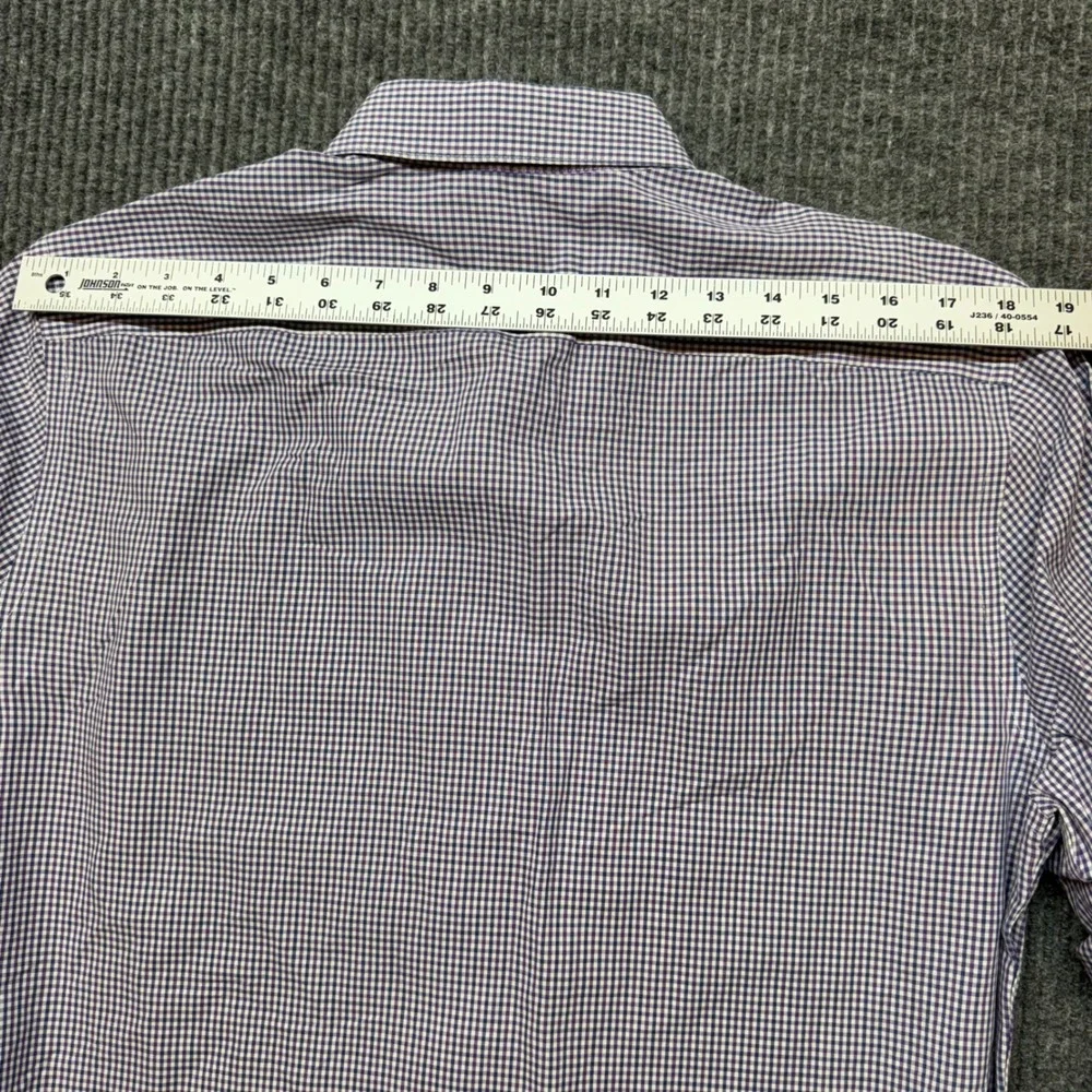 Banana Republic Non-Iron Shirt Mens L Slim Fit Blue Purple Gingham Button Down